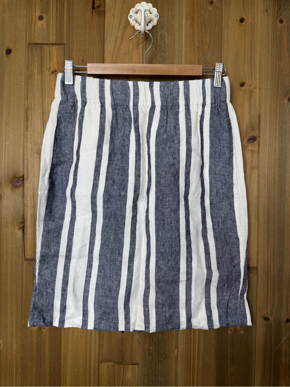 Women’s J. Crew Navy and White Striped Linen Skirt